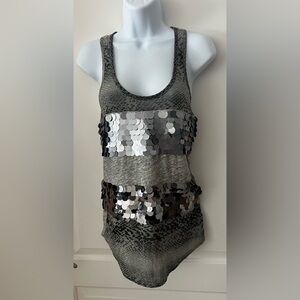 Silver and Gray Sequin Tank Top